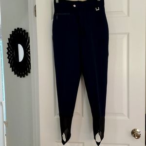 EUC SCHOELLER NAVY SKI PANTS NYLON WOOL BLEND STIRRUP, EDDIE BAUER